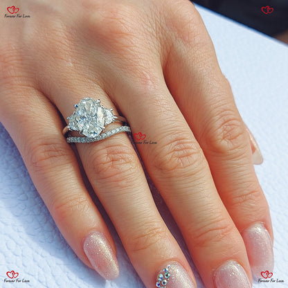 Moonlit Splendor  Oval Crushed Ice Moissanite Engagement Ring