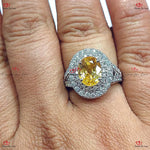 Double Halo Diamonds Vintage Yellow Sapphire Engagement Ring Forever For Love