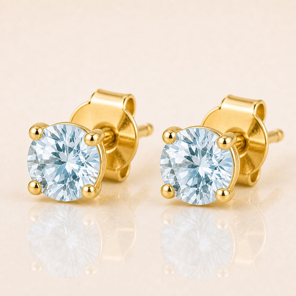 Zircon Round Birthstone Stud Earrings