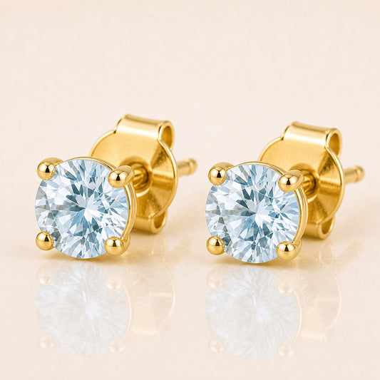 Zircon Round Birthstone Stud Earrings