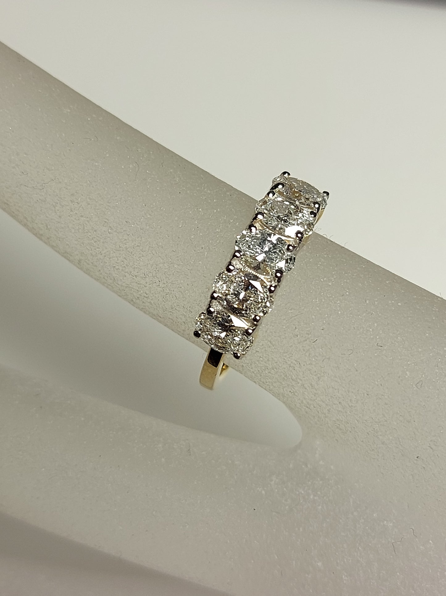5 Stone Oval Cut Diamond Ring / Wedding Band in Gold