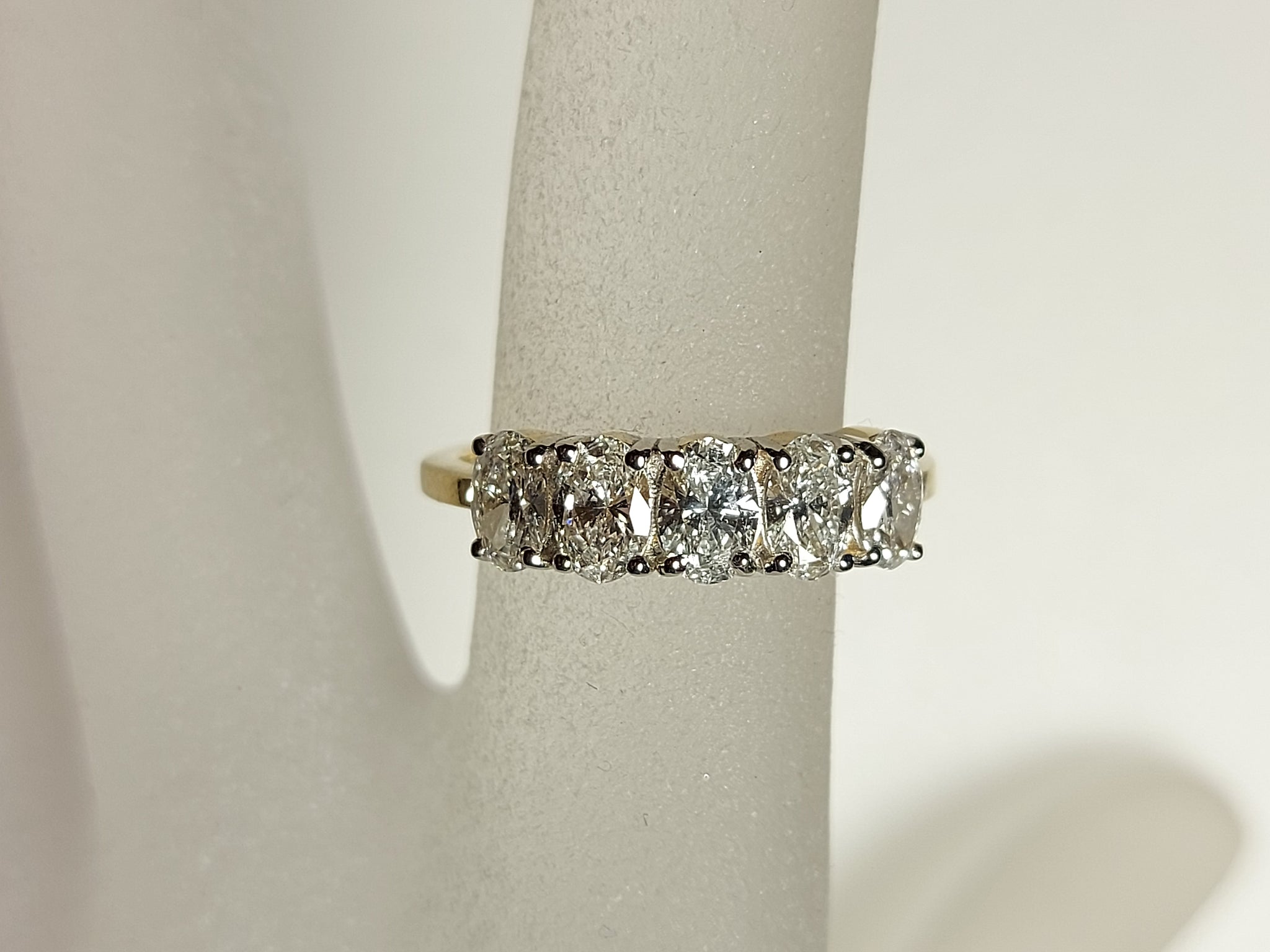 5 Stone Oval Cut Diamond Ring / Wedding Band in Gold