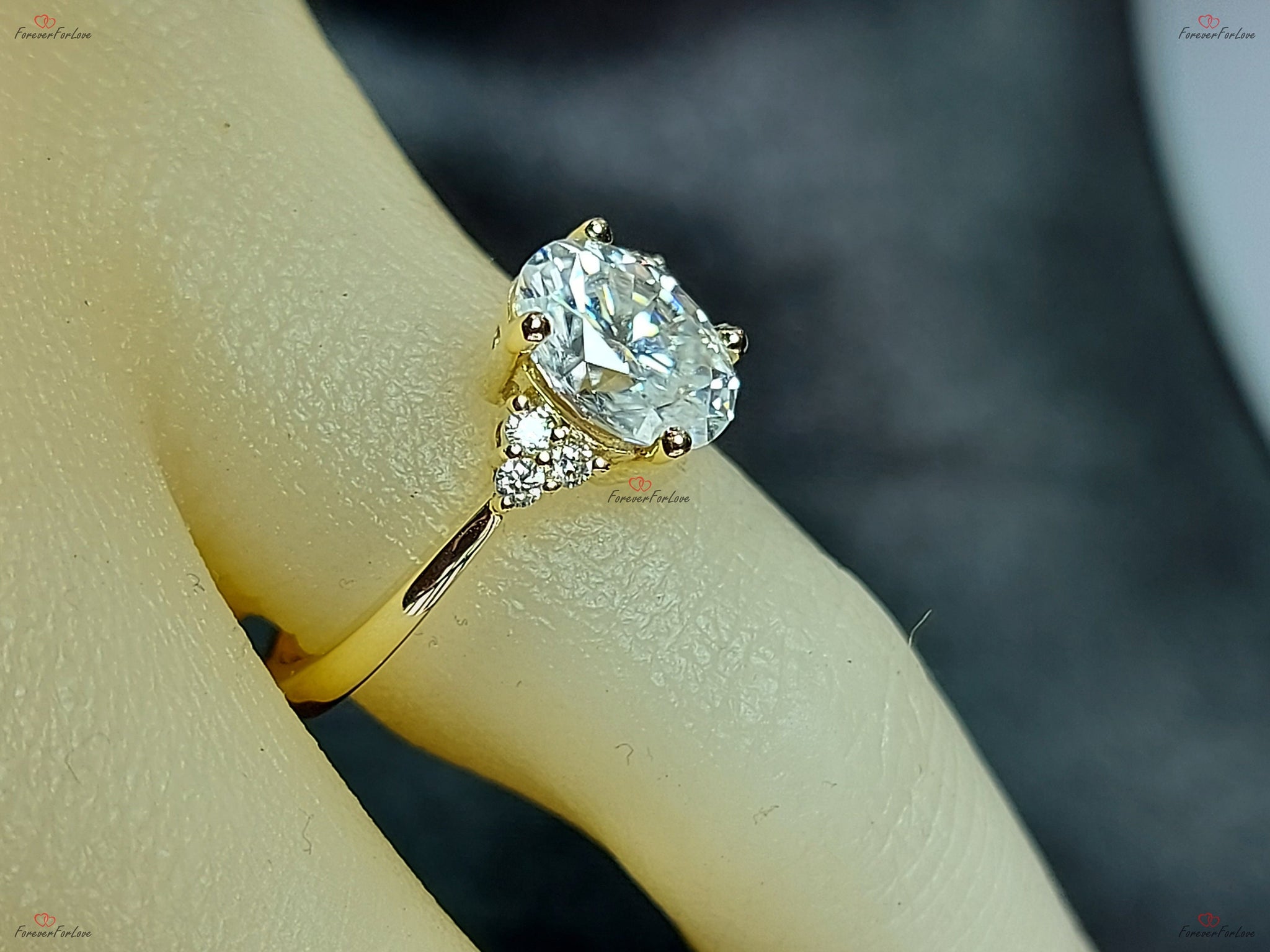Vintage Oval Moissanite engagement ring unique Cluster Yellow gold engagement ring women Round diamond wedding Bridal art deco Anniversary.