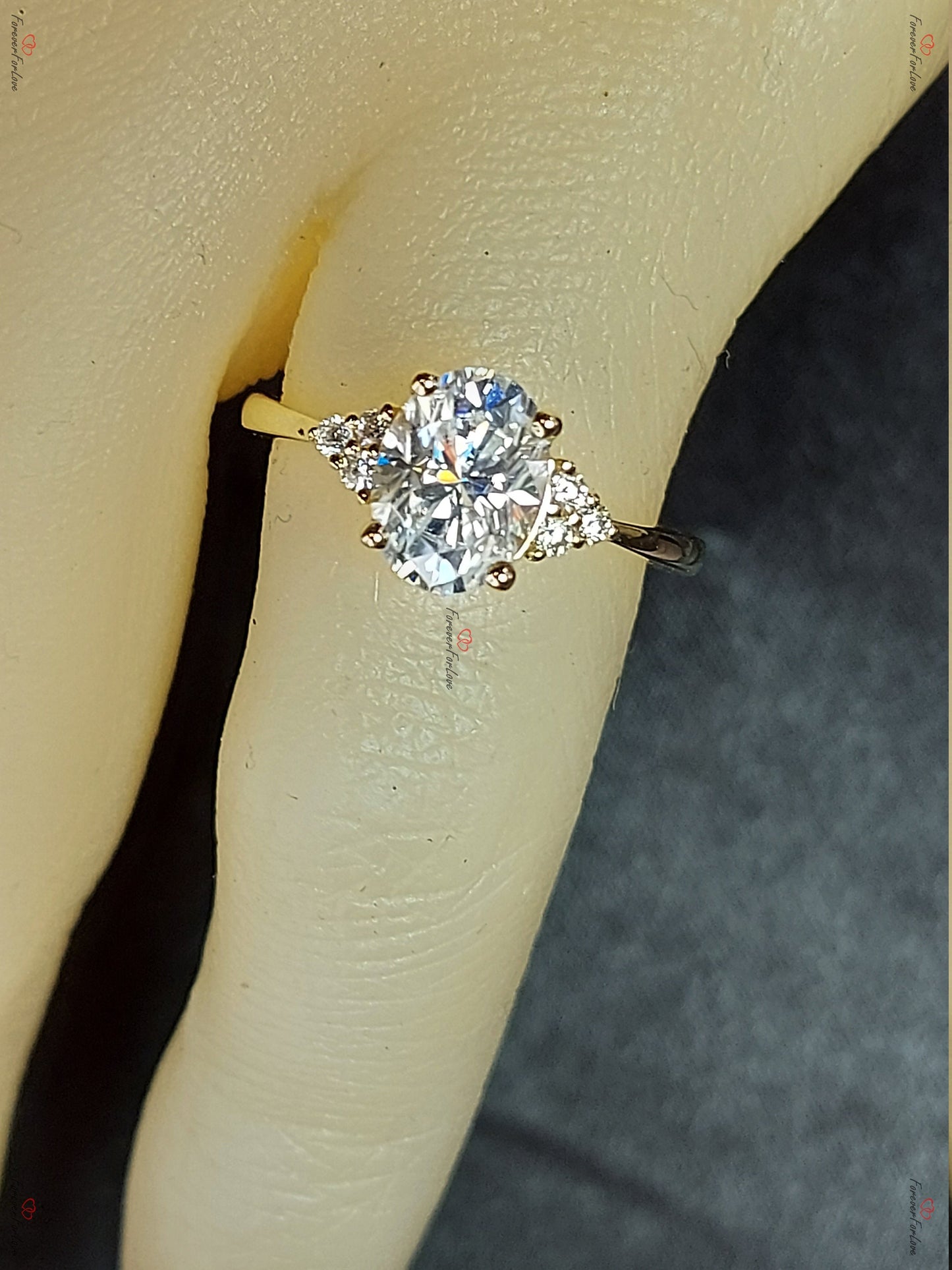 Vintage Oval Moissanite engagement ring unique Cluster Yellow gold engagement ring women Round diamond wedding Bridal art deco Anniversary.
