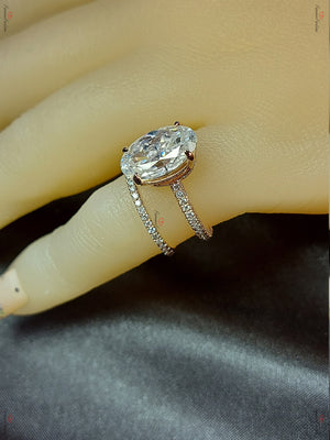 Blake Lively ring Moissanite Engagement Ring oval cut 14k rose gold diamond ring 6.5Ct Moissanite bridal set.