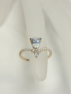 IGI Certified diamond pear shaped engagement ring,O.8ct Vintage lab grown pear diamond ring, lab created diamond ring, pear engagement ring.