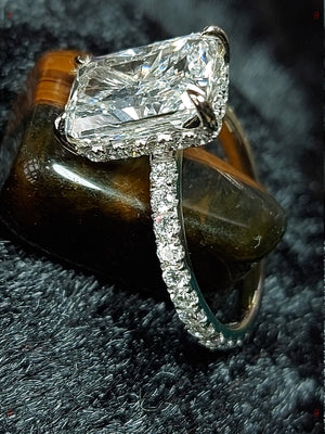 3.52Ct Radiant Diamond Engagement Ring, Lab-Grown IGI Certified Diamond, Hidden Halo Diamond Ring, Anniversary bridal Wedding Gift For Her.