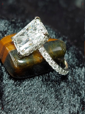 3.52Ct Radiant Diamond Engagement Ring, Lab-Grown IGI Certified Diamond, Hidden Halo Diamond Ring, Anniversary bridal Wedding Gift For Her.
