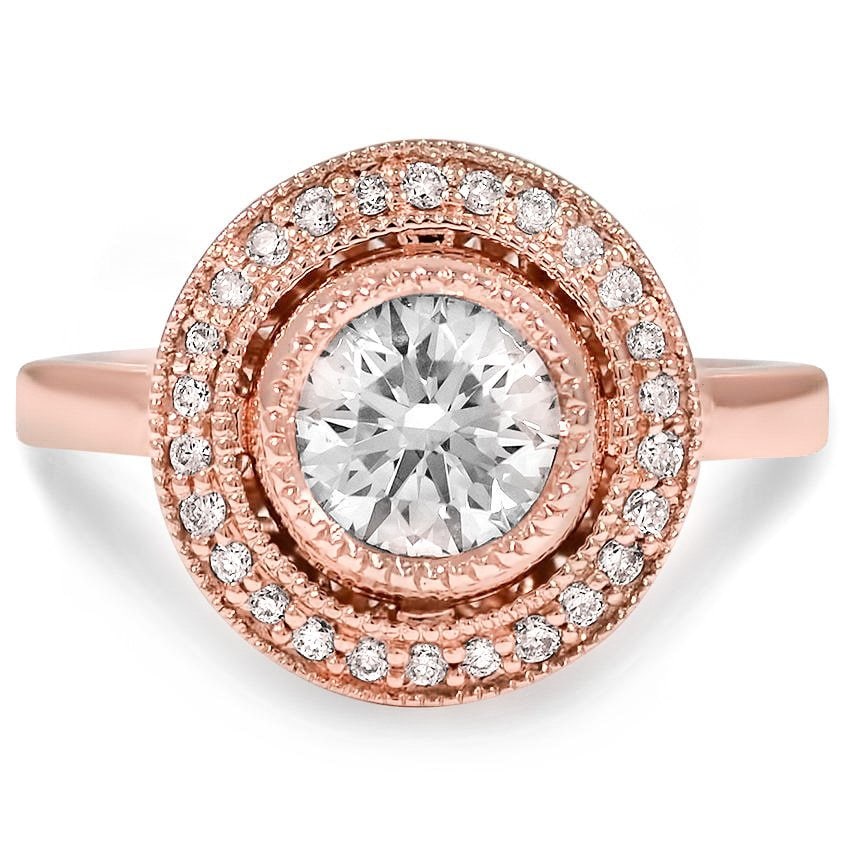 1 carat Vintage Natural certified 6.5mm Halo Diamond Engagement Ring, White gold Diamond Engagement Ring, Wedding Ring,Big Diamond Ring.