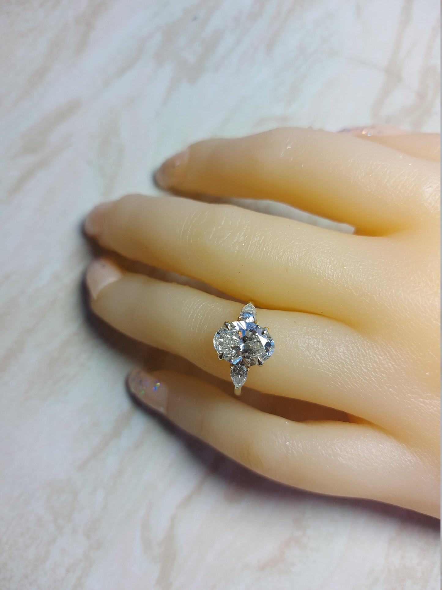 2.6Ct Oval Diamond Vintage Ring, Lab Grown Diamond Ring, IGI CERTIFIED, 14k white gold, G VS1, Custom made ring, Unique Engagement Ring.