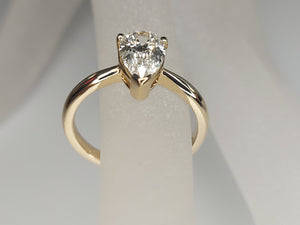 Lab grown Pear Cut 18k yellow gold diamond ring 1.25 Ct Modern Diamond Ring,Pear Diamond Engagement Ring.