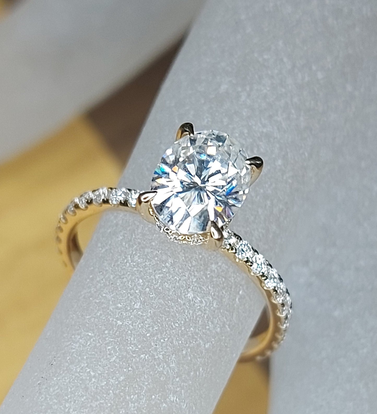 Lab grown Oval Cut 14k yellow gold diamond ring 1 Ct Modern Diamond Ring,Blake Lively ring Diamond Engagement Ring.
