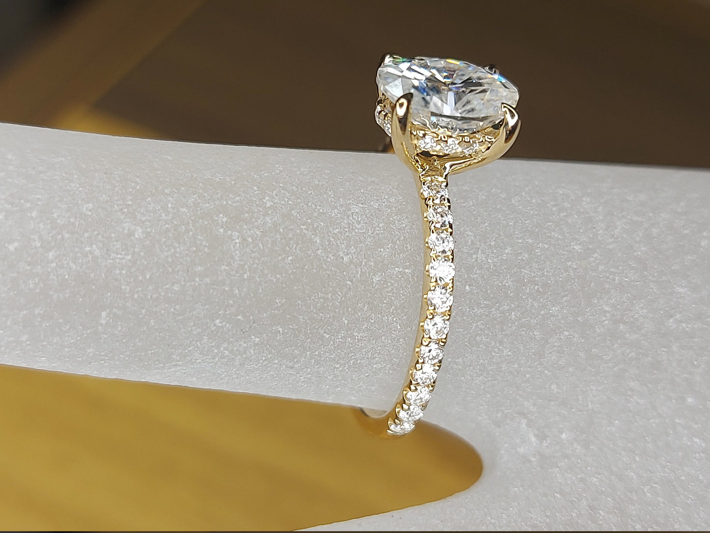 Lab grown Oval Cut 14k yellow gold diamond ring 1 Ct Modern Diamond Ring,Blake Lively ring Diamond Engagement Ring.