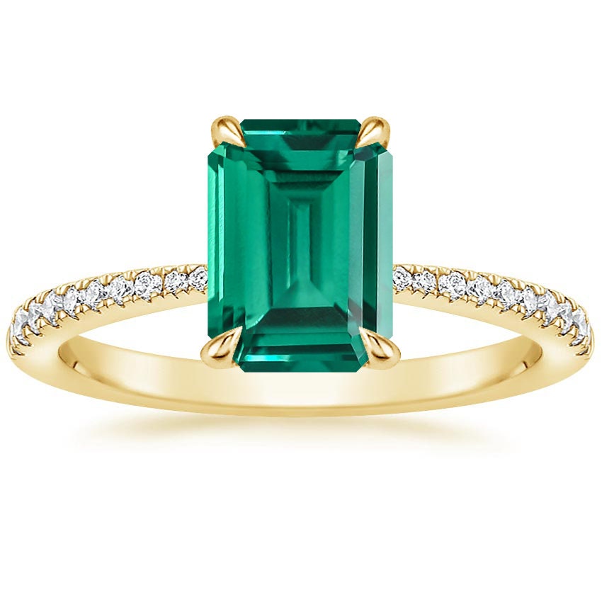 Emerald Engagement Ring  3.79ct Emerald Cut Diamond Wedding Ring .5ct Diamonds White Gold Ring