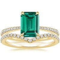Emerald Engagement Ring  3.79ct Emerald Cut Diamond Wedding Ring .5ct Diamonds White Gold Ring