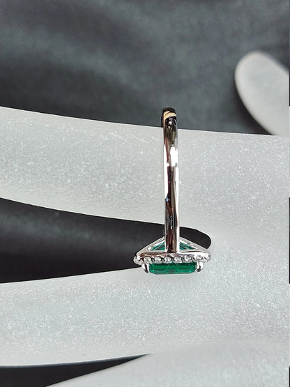Emerald Engagement Ring,Diamond Halo Ring, 1.5 ct Emerald Cut,Halo Diamond Wedding Ring,.20ct Diamonds, White Gold, Lola ring