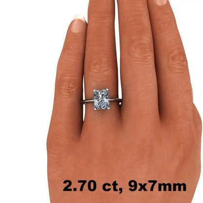2.7 Ct Forever One Diamond Engagement Ring/ Radiant Cut Moissanite Ring/ Forever One Bridal Ring 14K Solid White gold Forever For Love