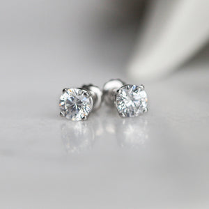 1.0 ct tw Round Screw Back Earring Studs in Solid 14K White Gold by ForeverForLess