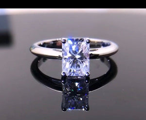 2.7 Ct Forever One Diamond Engagement Ring/ Radiant Cut Moissanite Ring/ Forever One Bridal Ring 14K Solid White gold