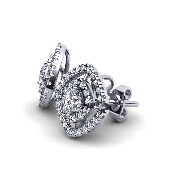 Round Diamond Cluster Earrings in Solid 14k/18k Gold/ Platinum