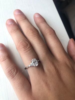 1.5 Carat Oval Diamond Vintage Ring, Lab Grown Diamond Ring, IGI CERTIFIED, 14k white gold, H VS2, Custom made ring, Unique Engagement Ring.