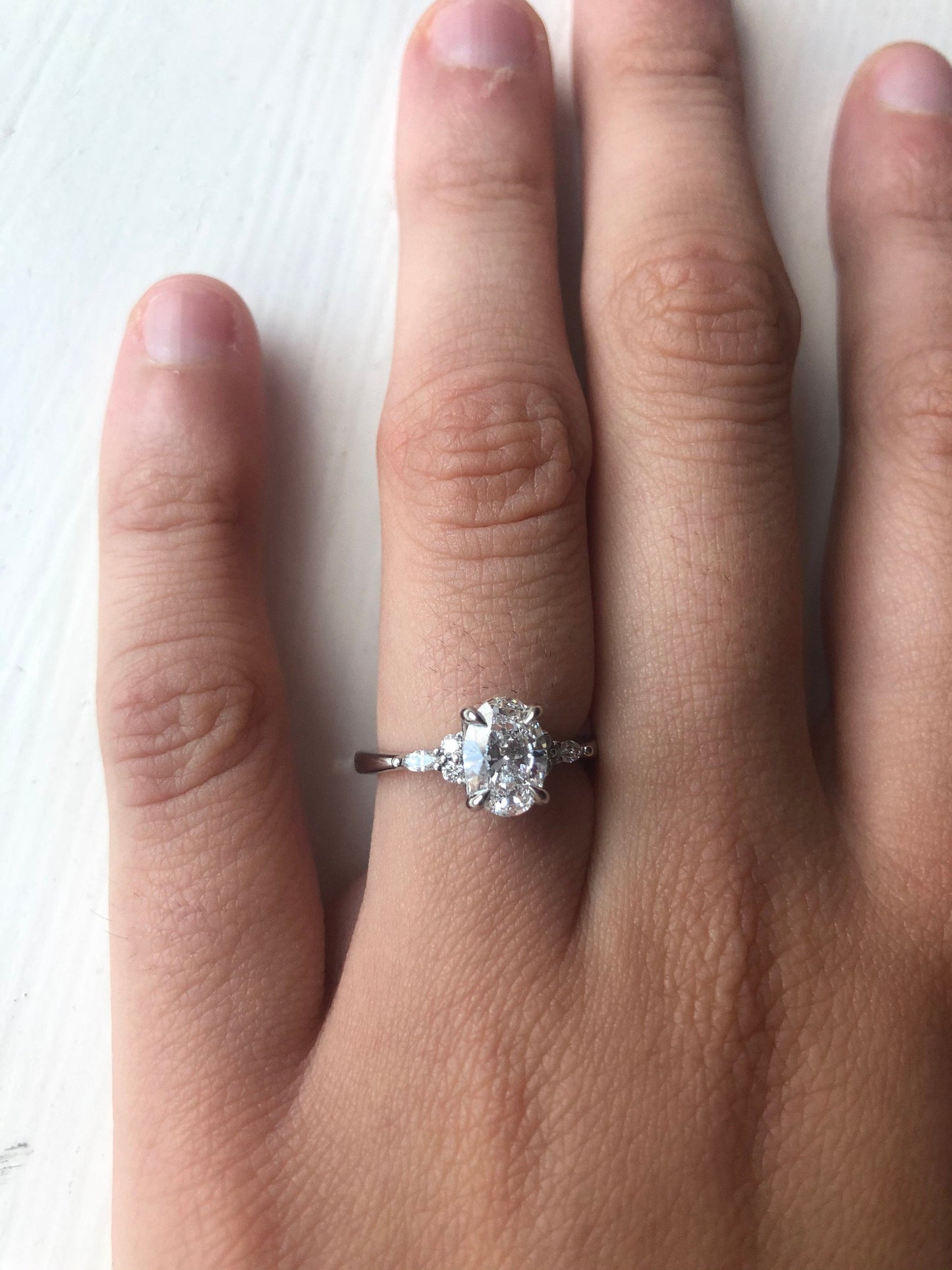1.5 Carat Oval Diamond Vintage Ring, Lab Grown Diamond Ring, IGI CERTIFIED, 14k white gold, H VS2, Custom made ring, Unique Engagement Ring.