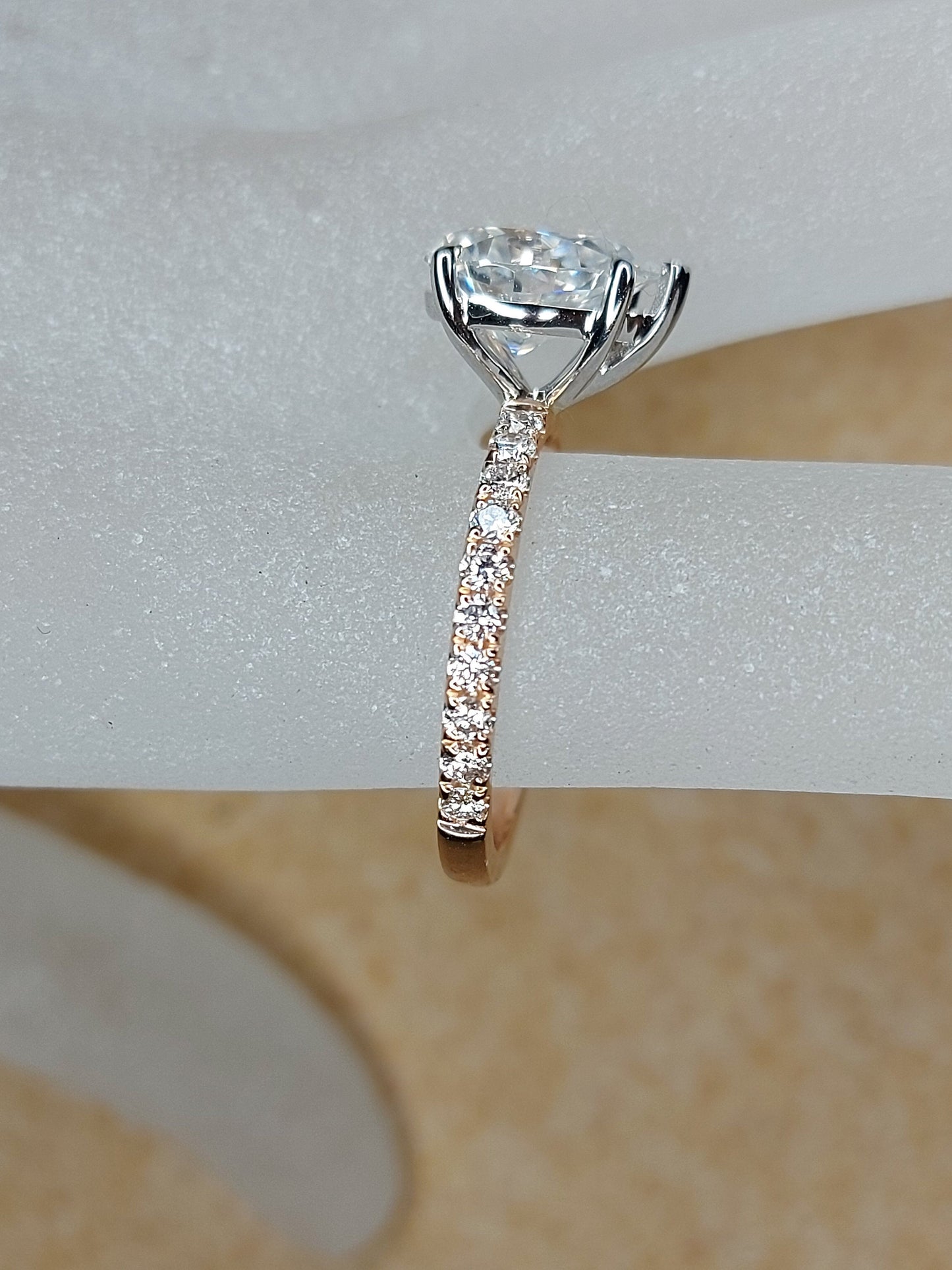 Pear Cut Engagement Ring , 2 CT Moissanite Engagement in Solid Gold, Forever One , Elongated Pear Engagement Ring, Modern Engagement Ring.