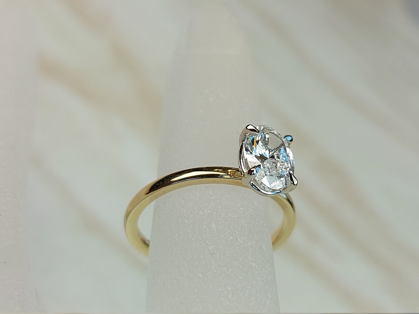 Lab grown Oval Cut solid gold diamond ring 1 Ct Modern Diamond Ring, Hailey Bieber ring Diamond Engagement Ring.