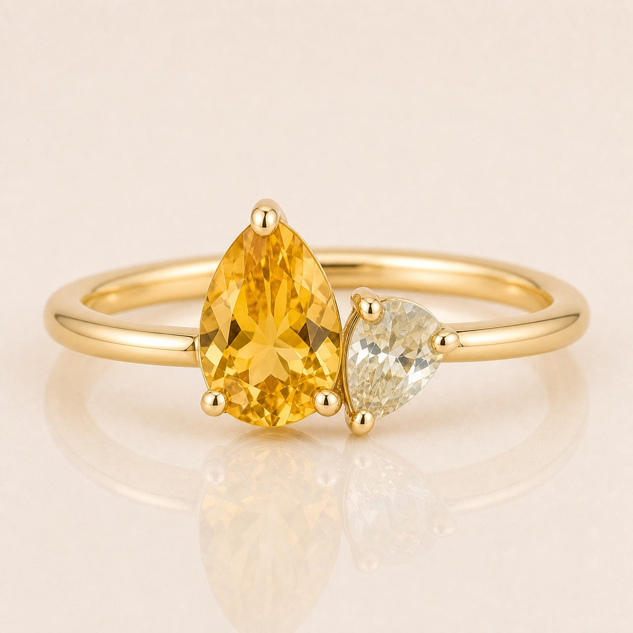 Citrine Toi Et Moi Birthstone Ring